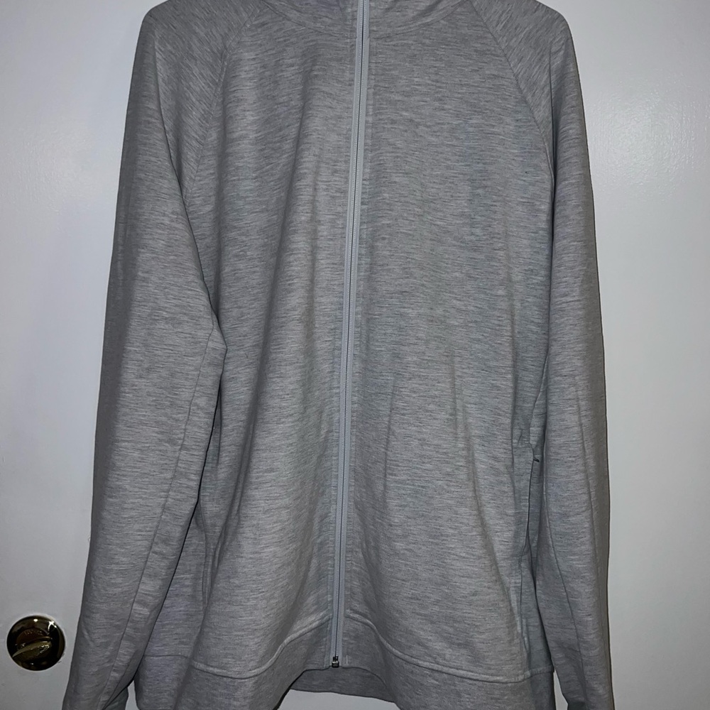 Lululemon Men’s City Sweat Full Zip Hoodie Heathered Grey/White Sweatshirt Sz XL